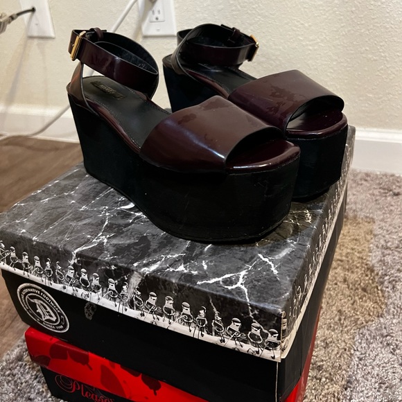 Forever 21 Shoes - Platform burgundy sandals
